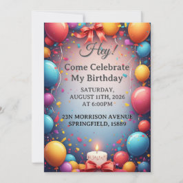 Invitación Celebración de cumpleaños con globos