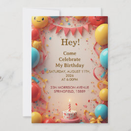 Invitación Celebración de cumpleaños con globos