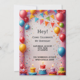 Invitación Celebración de cumpleaños con globos