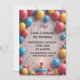 Invitación Celebración de cumpleaños con globos