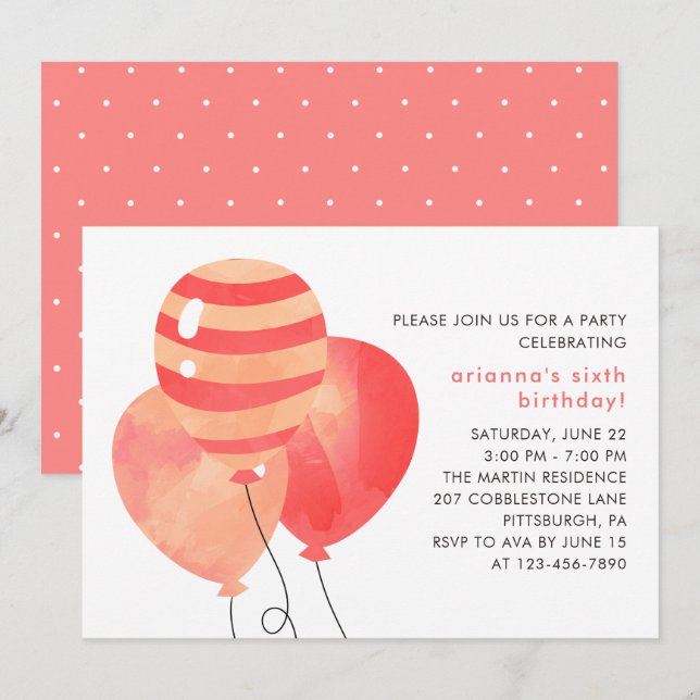 Invitación Celebración de cumpleaños con puntos de Bonito y g (Anverso / Reverso)