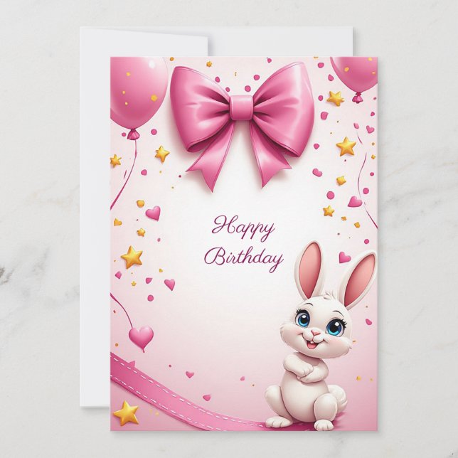Invitación Celebración de cumpleaños de conejo adorable 🐰 (Anverso)