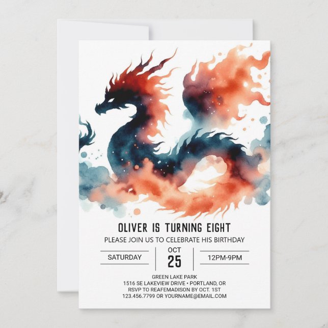 Invitación Celebración de cumpleaños de Dragon Bold Artisan (Anverso)