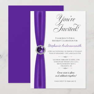 Invitación Celebración de cumpleaños de febrero - Púrpura Ama