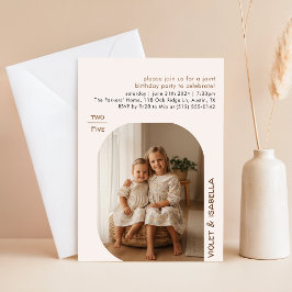 Invitación Celebración de Cumpleaños de Fotos de Hermanas Gem