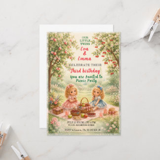 Invitación celebración de cumpleaños de gemelas