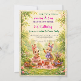 Invitación Celebración de cumpleaños de gemelas