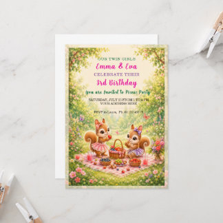 Invitación celebración de cumpleaños de gemelas