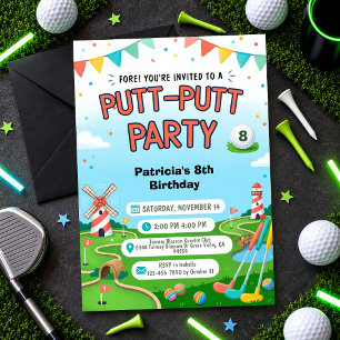 Invitación Celebración de cumpleaños de golf para niños Putt 