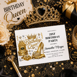 Invitación Celebración de cumpleaños de la reina de oro negro