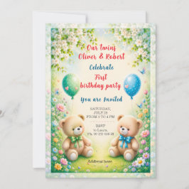 Invitación Celebración de cumpleaños de niños gemelos