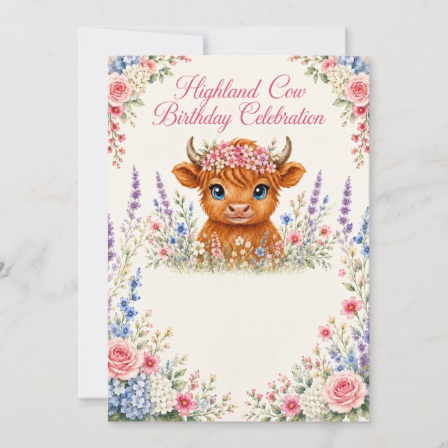 Invitación Celebración de Cumpleaños de Vaca de las Tierras A (Anverso)