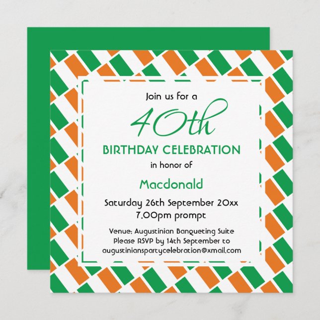 Invitación Celebración de cumpleaños del Personalizado IRLAND (Anverso / Reverso)