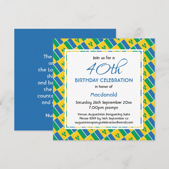Invitación Celebración de cumpleaños del Personalizado ST VIN (Anverso / Reverso)