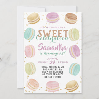 Invitación Celebración de Cumpleaños Dulce Macarón