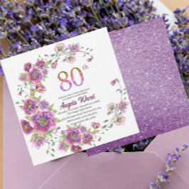 Invitación Celebración de cumpleaños elegante  brillo floral 