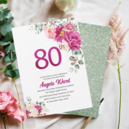 Invitación Celebración de cumpleaños elegante brillo floral