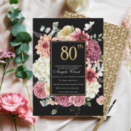 Invitación Celebración de cumpleaños elegante  brillo floral 