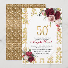 Invitación Celebración de cumpleaños elegante brillo floral