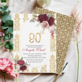 Invitación Celebración de cumpleaños elegante flores brillan