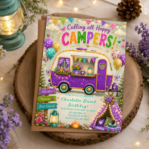 Invitación Celebración de cumpleaños en RV Boho al aire libre