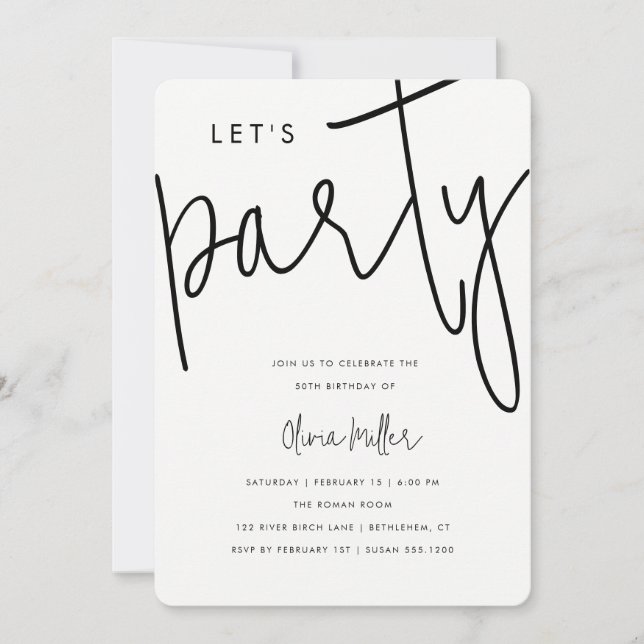 Invitación Celebración de Cumpleaños Fiesta (Anverso)