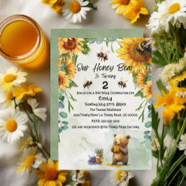 Invitación Celebración de cumpleaños/Fiesta del oso de miel