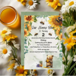 Invitación Celebración de cumpleaños/Fiesta del oso de miel