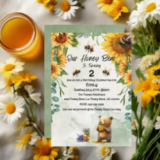 Invitación Celebración de cumpleaños/Fiesta del oso de miel