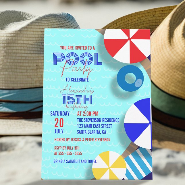 Invitación Celebración de Cumpleaños Fiesta en la Piscina de  (Subido por el creador)