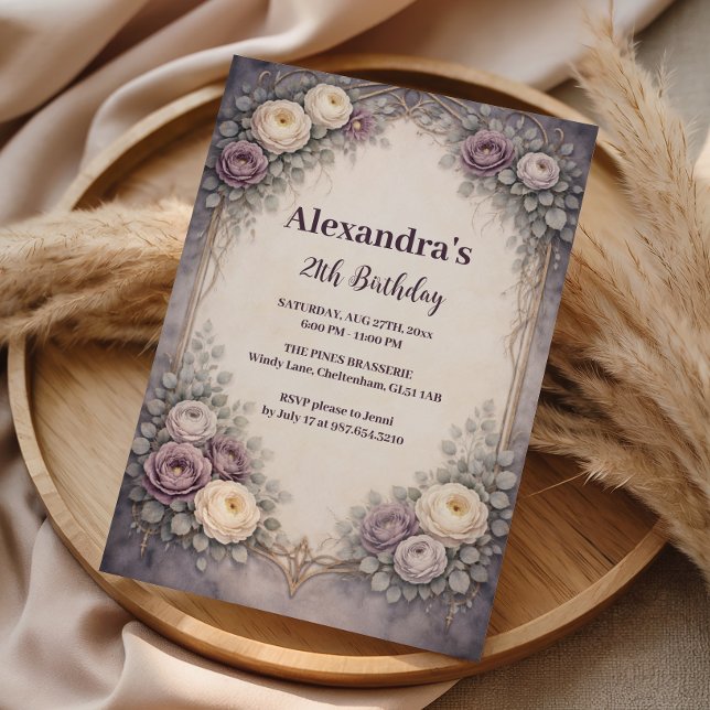 Invitación Celebración de Cumpleaños Floral Suave Pastel Góti (Subido por el creador)