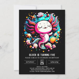 Invitación Celebración de cumpleaños imprimible de Axolotl li