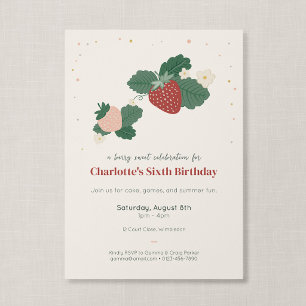 Invitación Celebración de Cumpleaños Infantil Fresa Dulce de