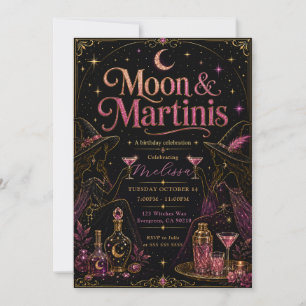 Invitación Celebración de cumpleaños Moon & Martinis