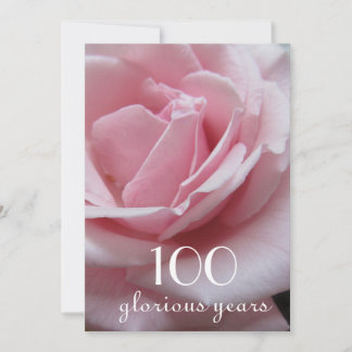 Invitación ¡Celebración de cumpleaños número 100!-Rosa rosa B