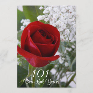 Invitación Celebración de cumpleaños número 101 - Rosa Roja