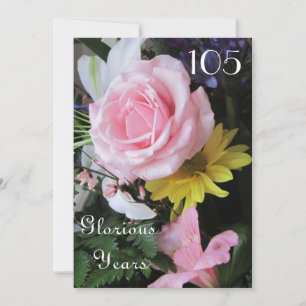 Invitación ¡Celebración de cumpleaños número 105!-Bouquet ros
