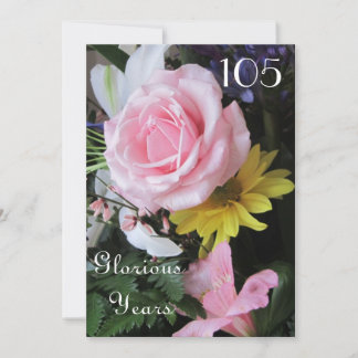 Invitación ¡Celebración de cumpleaños número 105!-Bouquet ros