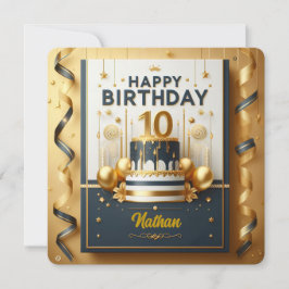 Invitación Celebración de cumpleaños número 10 en elegante az