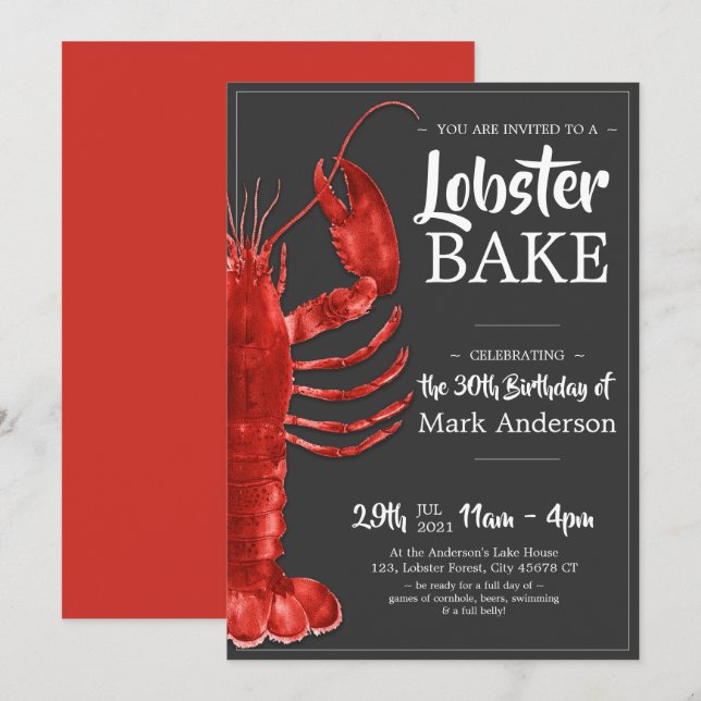 Invitación Celebración de cumpleaños número 30 de Lobster Bak (Anverso / Reverso)