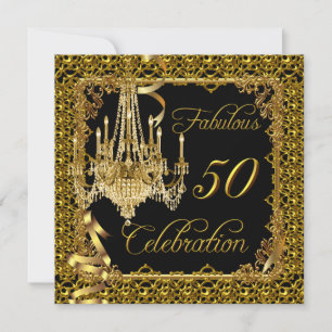 Invitación Celebración de cumpleaños número 50 fabuloso negro