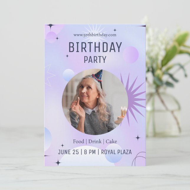 Invitación Celebración de cumpleaños número 50, Foto Cumpleañ (Anverso de pie)