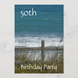Invitación Celebración de cumpleaños número 50 - Océano/Mujer