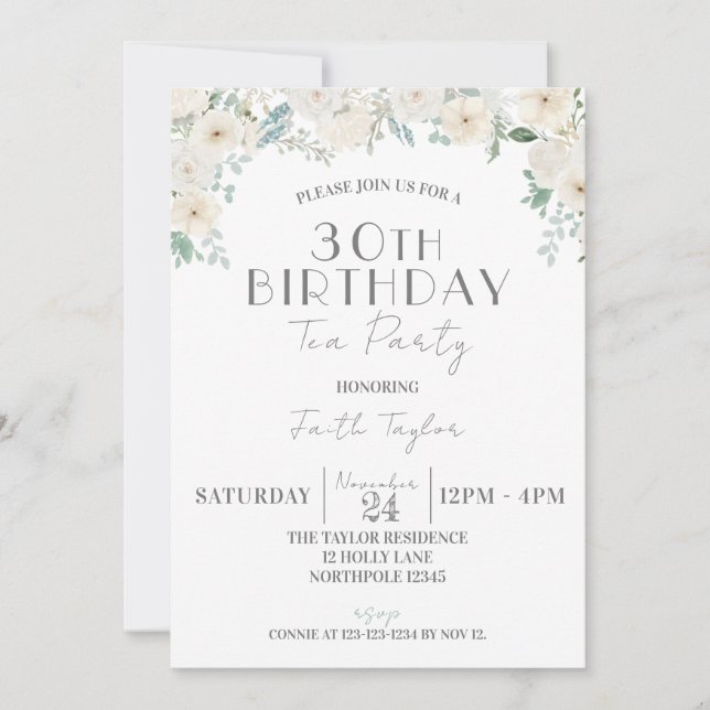 Invitación Celebración de cumpleaños número 50, té de cumplea (Anverso)