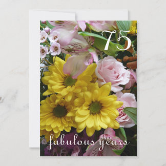 Invitación ¡Celebración de cumpleaños número 75!-Flores rosas