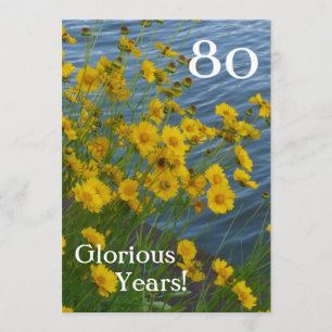 Invitación Celebración de cumpleaños número 80/flor amarilla