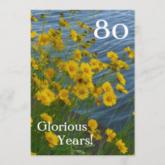Invitación Celebración de cumpleaños número 80/flor amarilla