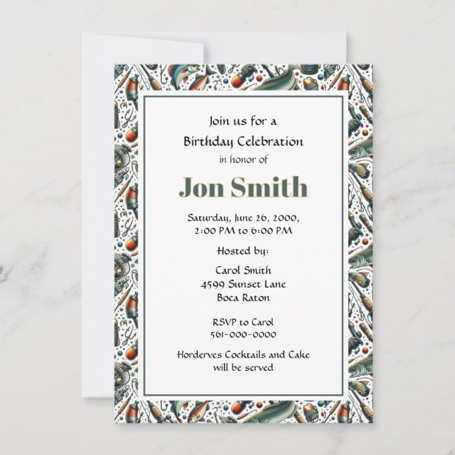 Invitación Celebración de cumpleaños para la fiesta de pescad (Anverso)