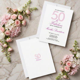 Invitación Celebración de cumpleaños rosa 50 & Fabuloso