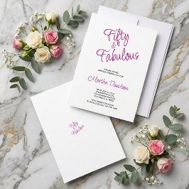 Invitación Celebración de cumpleaños rosa cincuenta y fabulos